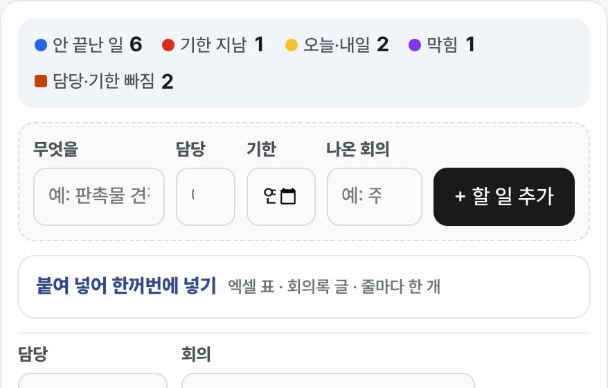 할 일 추적판 화면 미리보기